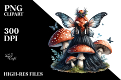 Creative View of Gothic Fairy on Mushroom PNG Product Image 2