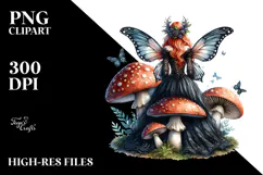 Gothic Fairy on Mushroom PNG Product Image 2