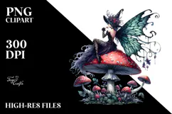 Gothic Fairy on Mushroom PNG Product Image 2