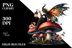 Gothic Fairy on Mushroom PNG Product Image 2