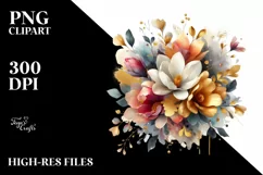 Colorfull Bouquet with Magnolia and Splash | Clipart Product Image 3