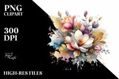 Colorfull Bouquet with Magnolia and Splash | Clipart Product Image 1