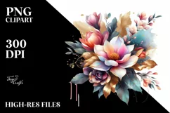 Colorfull Bouquet with Magnolia and Splash | Clipart Product Image 3