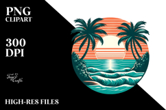 Vintage Island Sunset, Vector Clipart Product Image 2