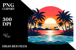 Retro Tropical Island Sunset Clipart Product Image 2