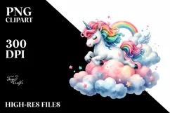 Colorful Unicorn Fairy Clipart Product Image 1