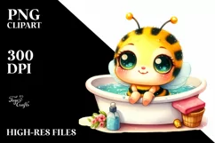 Colorful Smiling Baby Bee in Bathtub | Sublimation Clipart Product Image 3