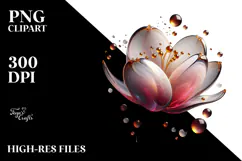 Glossy Tulip with Golden Insertions, PNG Product Image 2