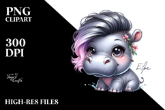 Cute Baby Hippo PNG Product Image 2
