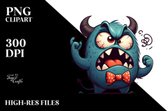 Aggressive Monster with Bow Tie PNG Product Image 2