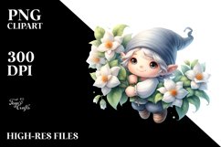 Cute Gnome with Jasmine PNG Product Image 2