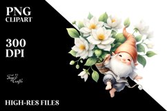 Cute Gnome with Jasmine PNG Product Image 2