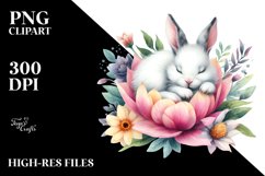 Watercolor Bunny Sleeping In | Sublimation | Clipart Product Image 3
