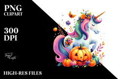 Vibrant Unicorn Halloween Scene | Clipart Product Image 2