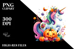 Vibrant Unicorn Halloween Scene | Clipart Product Image 2