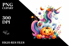 Vibrant Unicorn Halloween Scene | Clipart Product Image 1