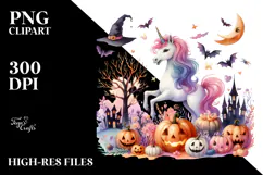 Vibrant Unicorn Halloween Scene | Sublimation | Clipart Product Image 2