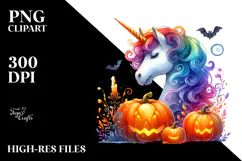 Vibrant Unicorn Halloween Scene | Sublimation | Clipart Product Image 2