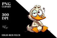 Silly Cartoon Duck Sitting PNG Product Image 2