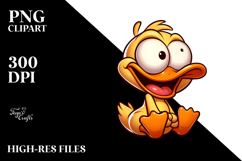 Silly Cartoon Duck Sitting PNG Product Image 2