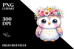 Pastel Owl Flower Crown | Sublimation | Clipart Product Image 2