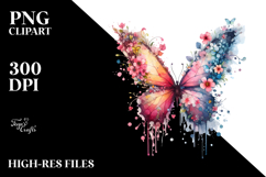 Cute Butterfly with Splashes, Transparent PNG Product Image 2