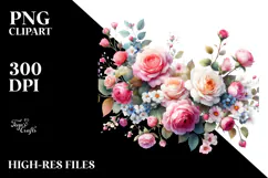 Colorfull Small Pink Roses Glossy Petals | Clipart Product Image 2