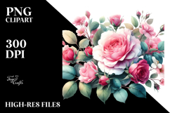 Colorfull Small Pink Roses Glossy Petals | Clipart Product Image 2