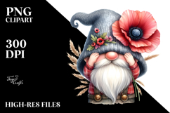 Cute Gnome with Poppy PNG Product Image 2