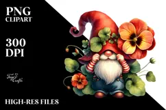 Cute Gnome with Enthusiastic Floral Ornament PNG Product Image 2