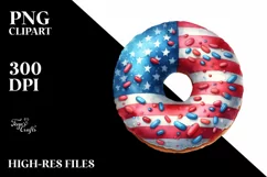 Vintage Donut USA Flag Collors Product Image 3