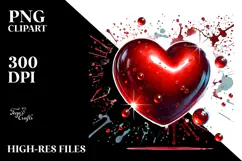 Red Glossy Heart Digital Painting PNG Product Image 2