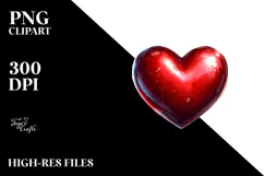 Red Glossy Heart Digital Painting PNG Product Image 2