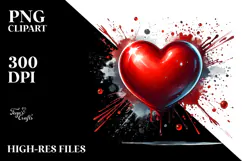 Red Glossy Heart Digital Painting PNG Product Image 2