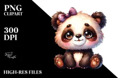 Vibrant Watercolor Colorful Plush Panda | Clipart Product Image 2