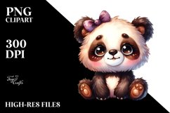 Vibrant Watercolor Colorful Plush Panda | Clipart Product Image 1