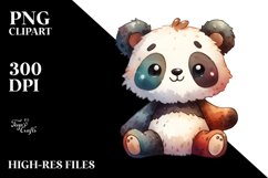 Vibrant Watercolor Colorful Plush Panda | Clipart Product Image 3