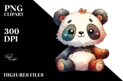 Vibrant Watercolor Colorful Plush Panda | Clipart Product Image 2