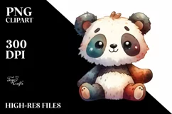 Colorful Vibrant Plush Panda Watercolor | Clipart Product Image 1
