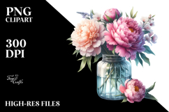 Jar Peonies Large Peonies | Clipart Product Image 2