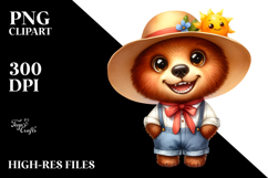 Watercolor Bear with Sun Hat and Teeth | Clipart Product Image 2