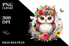 Vibrant Owl Flower Crown | Sublimation | Clipart Product Image 3