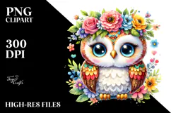 Vibrant Owl Flower Crown | Sublimation | Clipart Product Image 2