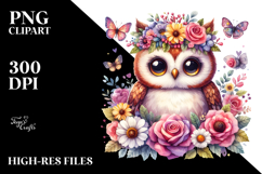 Vibrant Owl Flower Crown | Sublimation | Clipart Product Image 2