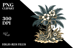 Retro Tropical Tree with Sunglasses PNG Product Image 2