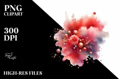 Colorful Redish Watercolor Splash with Metallic Insertions | Product Image 3