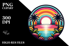 Retro Tropical Rainbow Sunset 20 oz Tumbler PNG Product Image 2
