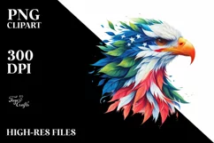 Abstract Eagle in USA Flag Colors PNG Product Image 1