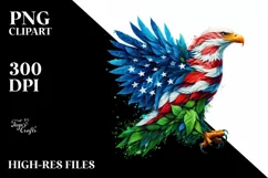 Colorful Eagle with Plant Leaves PNG Product Image 3