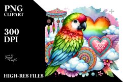 Cute Boho Parrot Art, PNG Product Image 2